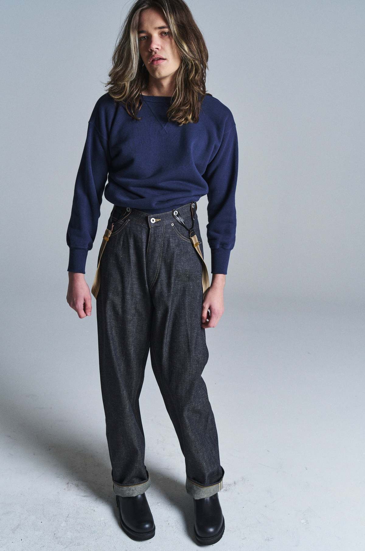 Taiga Takahashi Lot. 707 Buckle-Backed Trousers - Raw Indigo Denim
