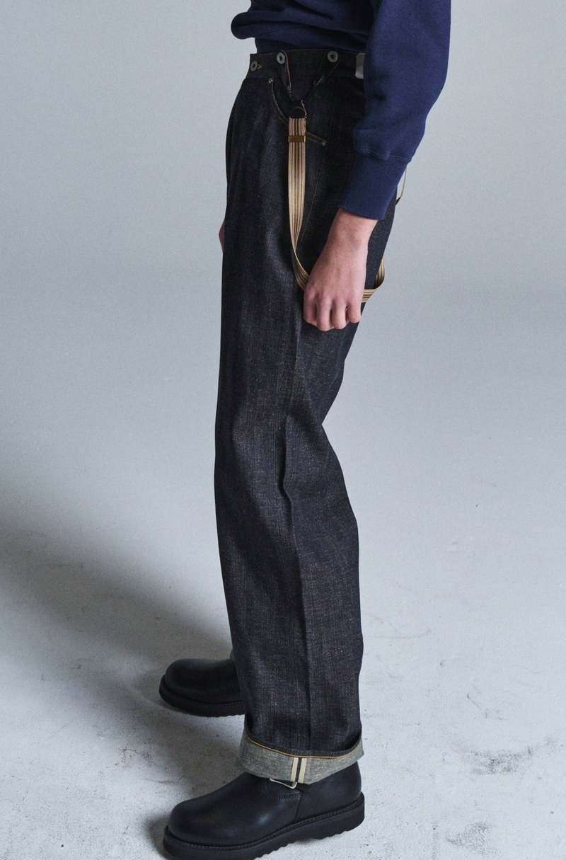 パンツ T.T LOT.707 BUCKLE-BACKED DENIM TROUSERS Taiga Takahashi Lot. 707 Buckle-Backed Trousers - Raw Indigo