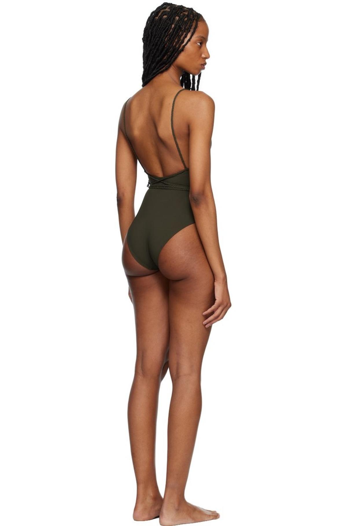 Totême Wrap OnePiece Swimsuit Dark Green Garmentory