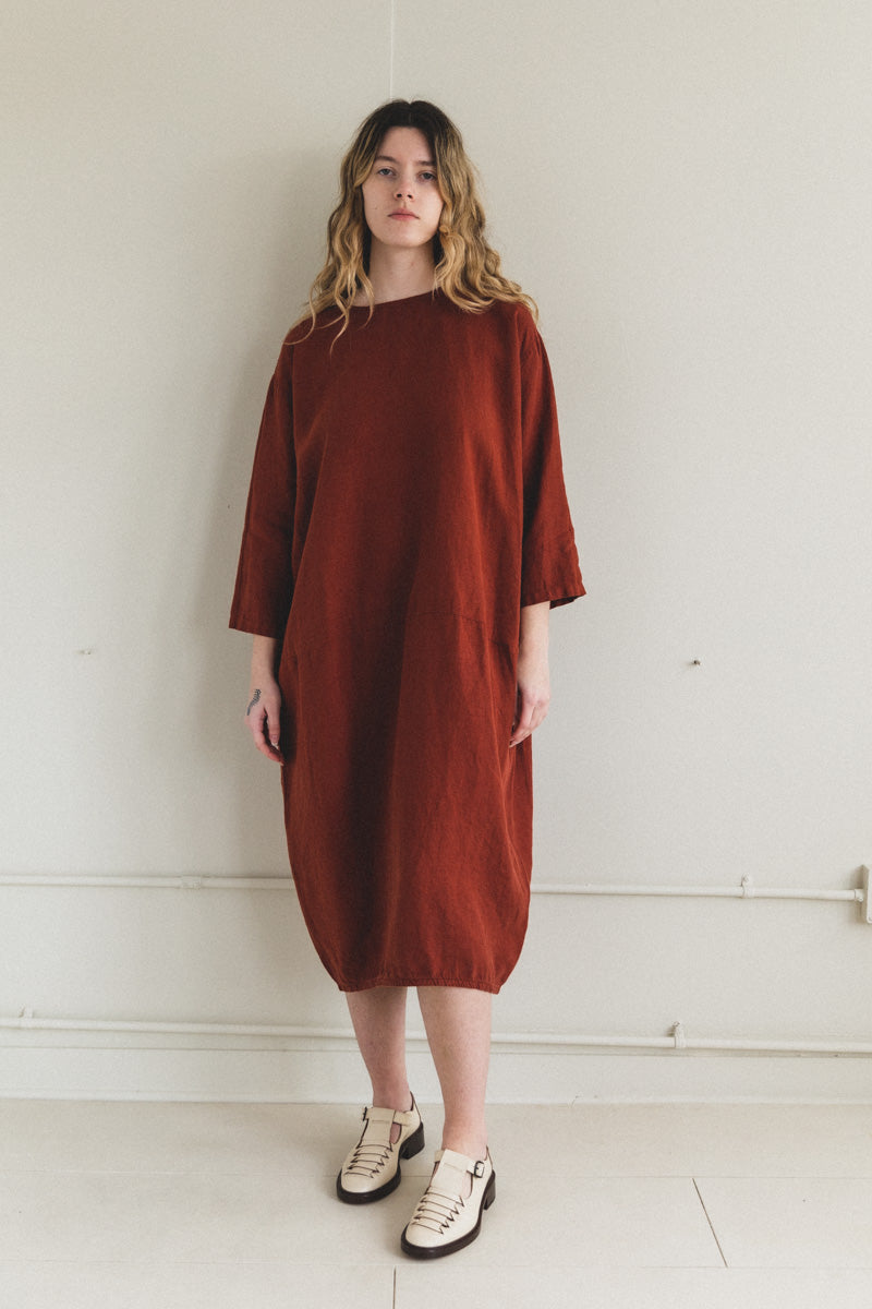 black crane long linen dress pleated cocoon dress