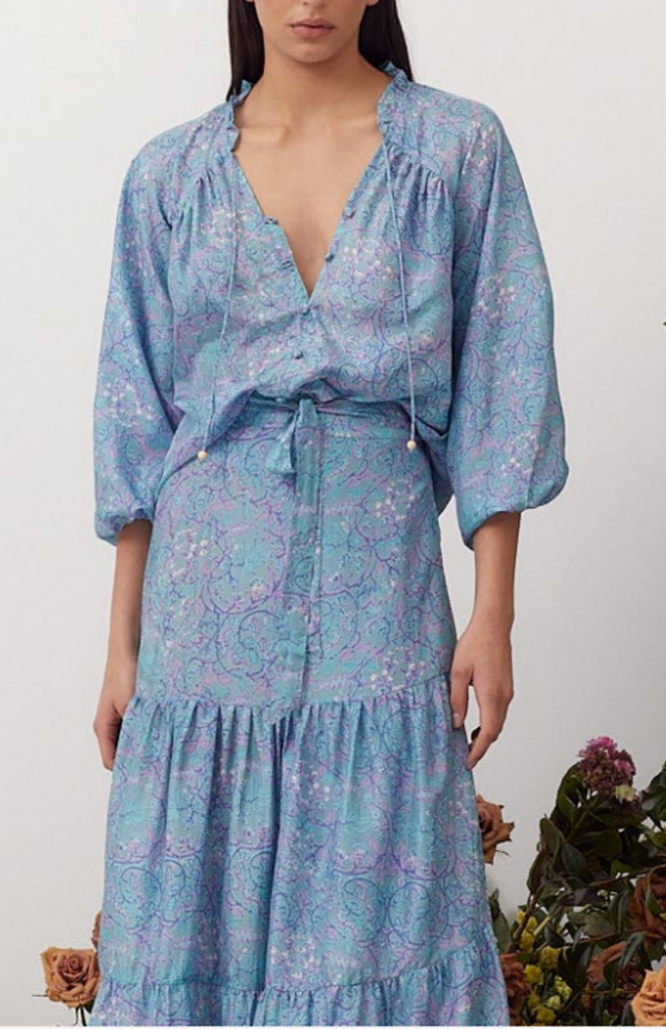 HANNAH Odette Blouse - Sweet Pea Blue Multi HANNAH Odette Blouse - Sweet Pea Blue Multi