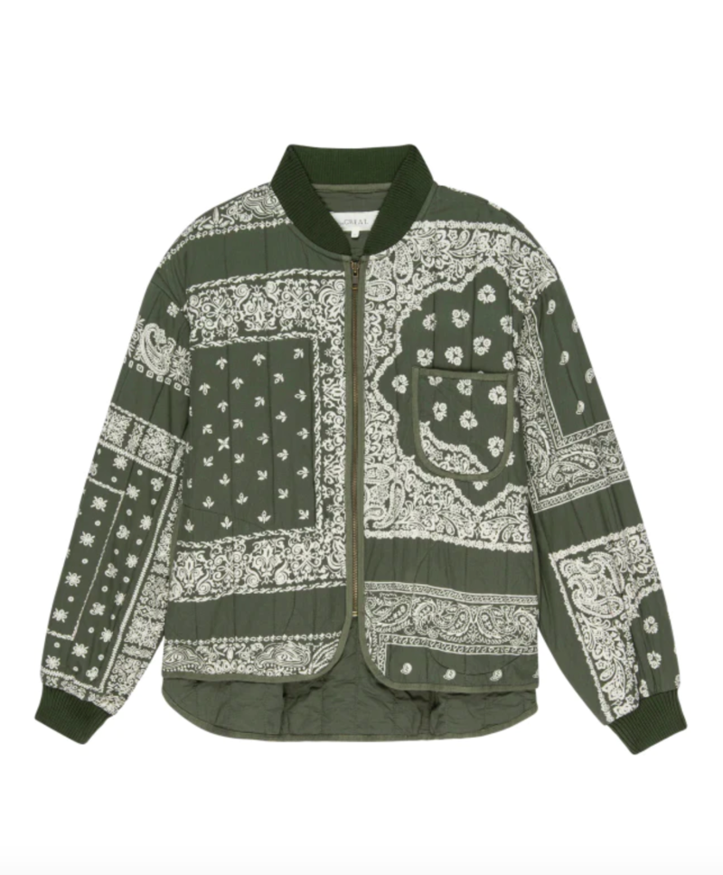 The Great. The Quilted Bomber - Army Bandana Print | Garmentory