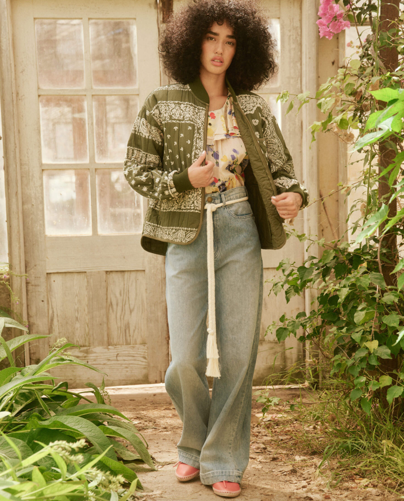 The Great. The Quilted Bomber - Army Bandana Print | Garmentory