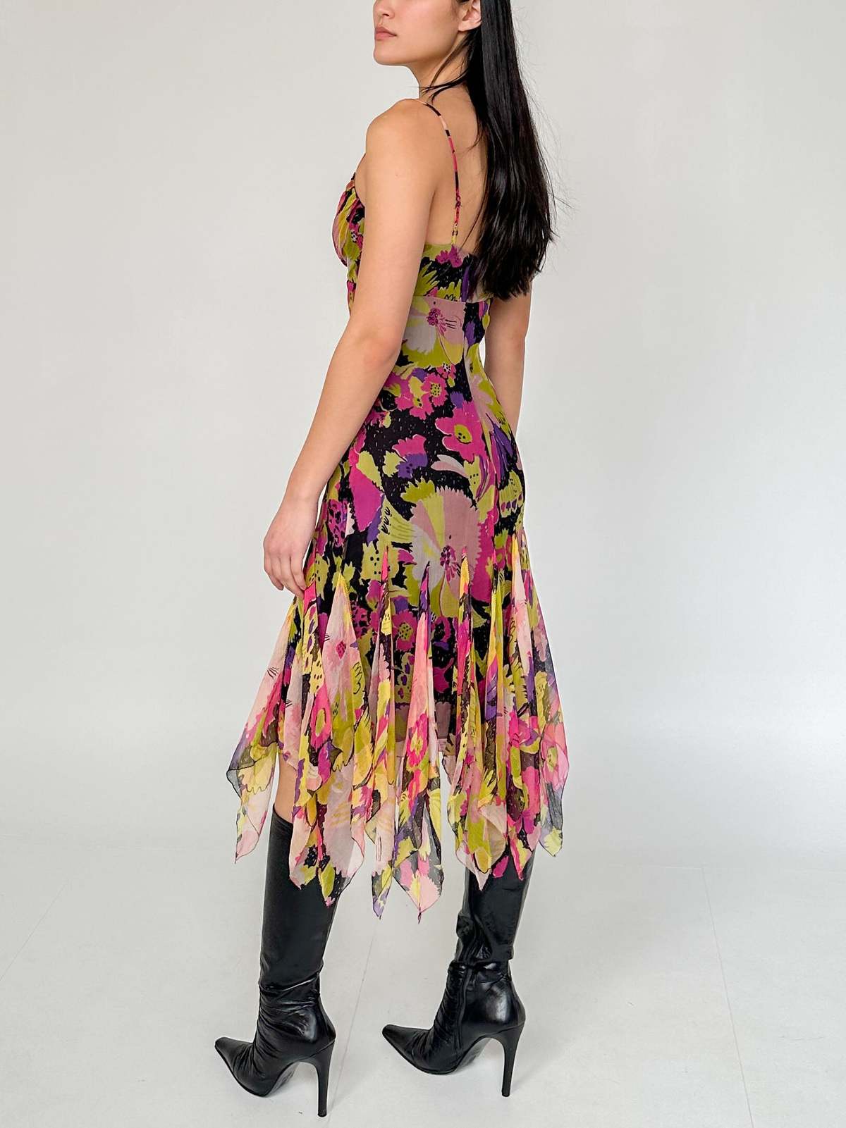 VINTAGE Melissa Betsey Johnson Silk Handkerchief Dress - Flower Print |  Garmentory