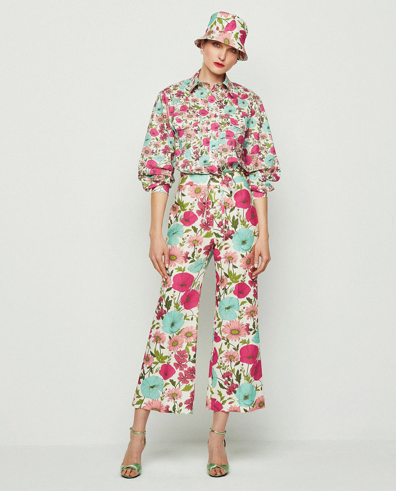 Mirto Floral Print Pant - Pink/Turquoise