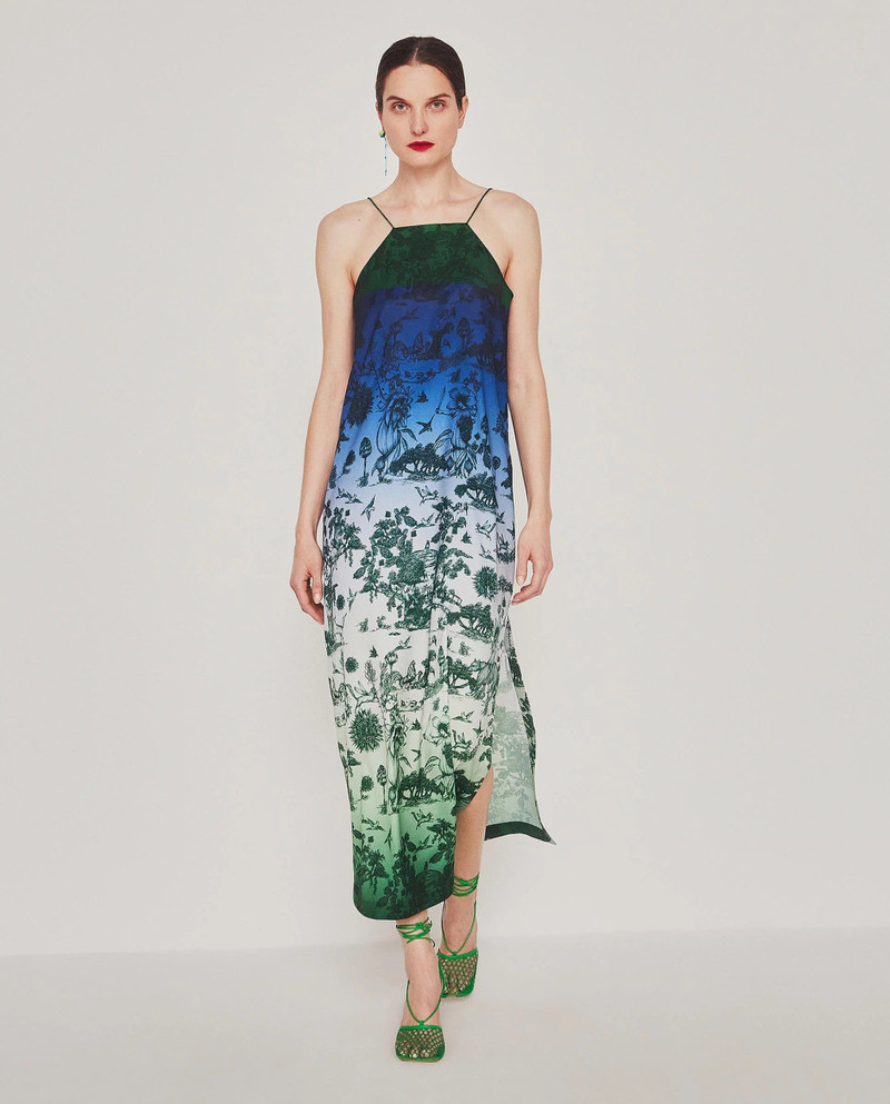 Mirto Toile de Jouy Dress - Green/Blue | Garmentory