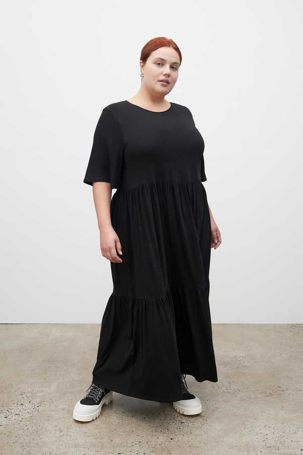 Kowtow Tiered Tee Dress - Black | Garmentory