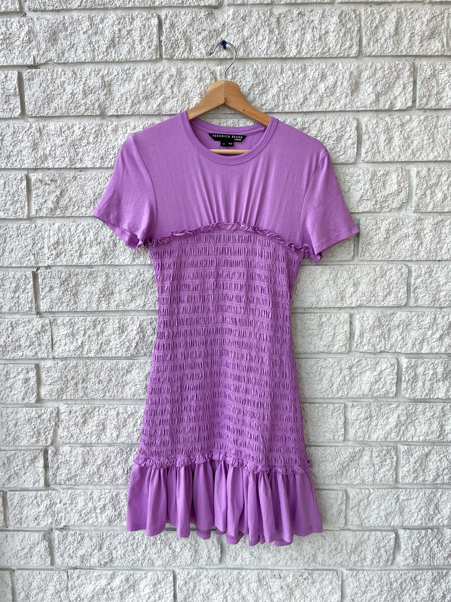 veronica beard purple dress Veronica Beard Greta Tiered Shirtdress | Purple
