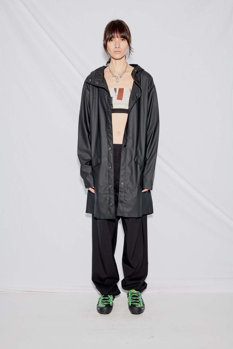 Rains Hooded Rain Long Jacket - Black | Garmentory