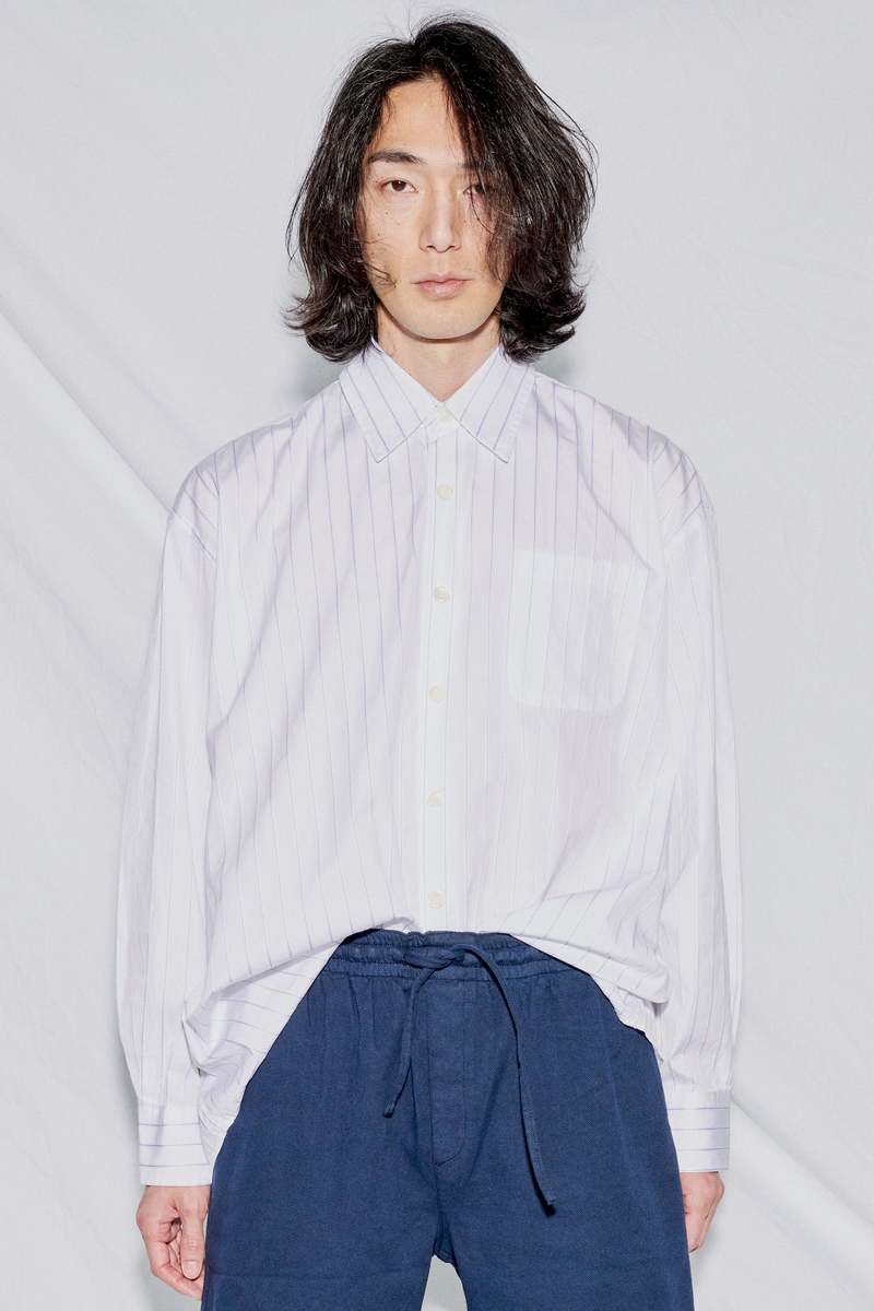 Our Legacy Borrowed Shirt - Blue Sapphire Pinstripe | Garmentory
