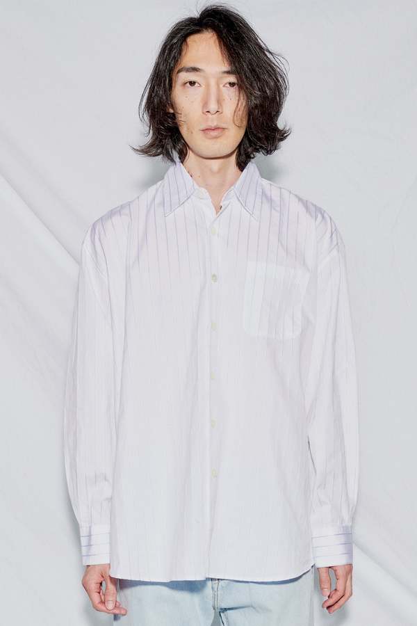 Our Legacy Borrowed Shirt - Blue Sapphire Pinstripe | Garmentory