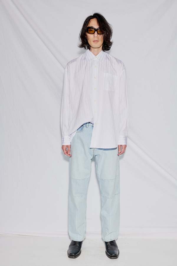 ★【OUR LEGACY】★BORROWED SHIRT Blue Sapphire Pinstrip.e★ Our Legacy Borrowed Shirt - Blue Sapphire Pinstripe | Garmentory