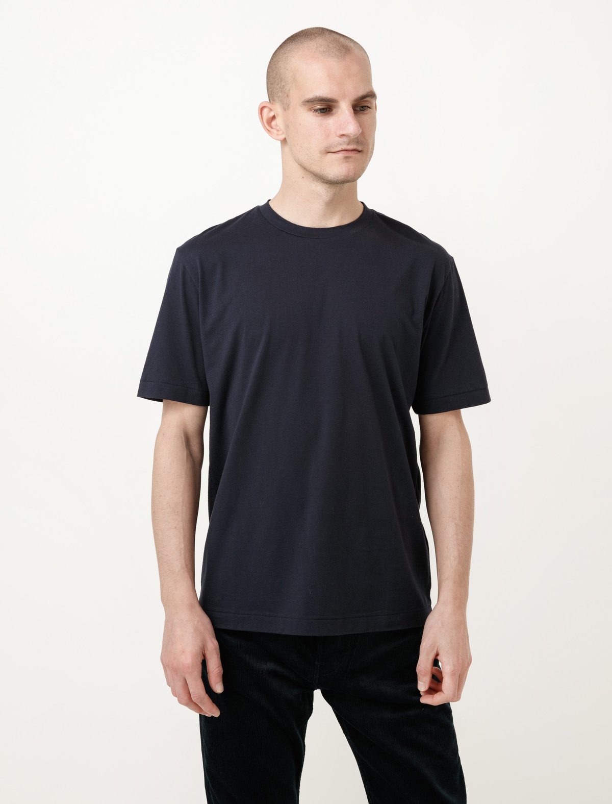 Niuhans Cotton Cashmere Soft Brushed Tee - Navy - Image 1 of 3