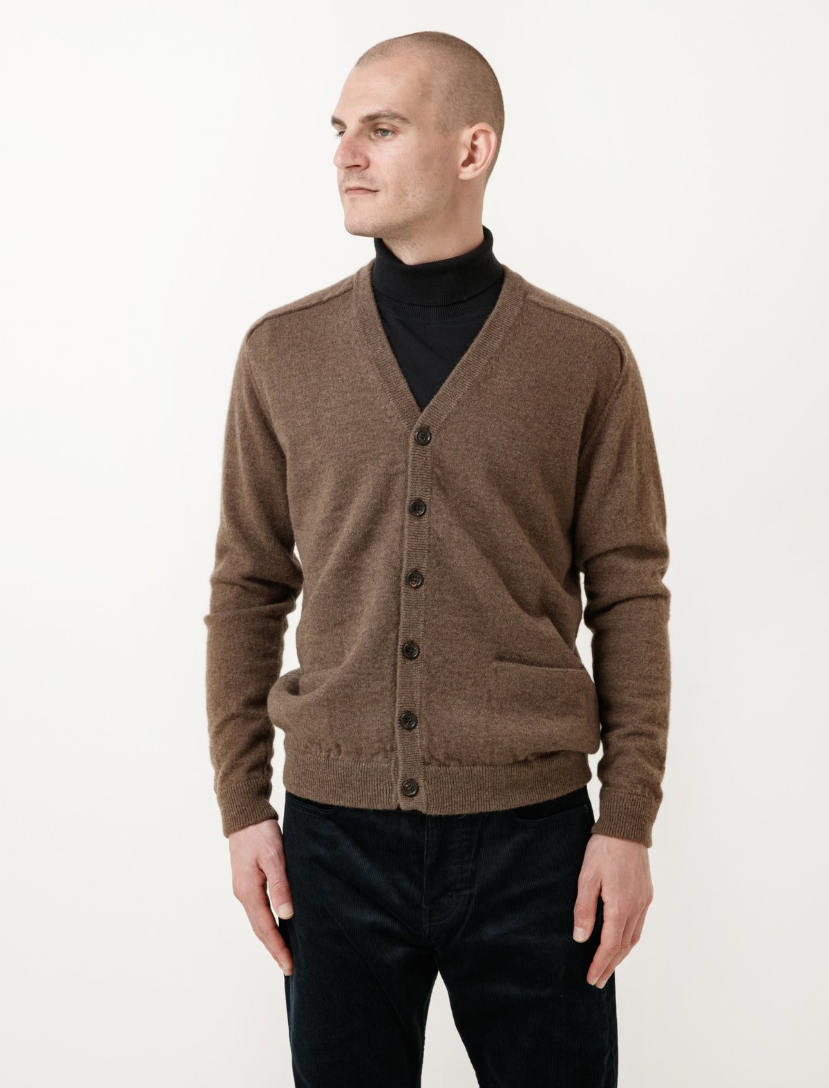 Niuhans Yak Wool V-Neck Cardigan - Dark Brown - Image 2 of 4