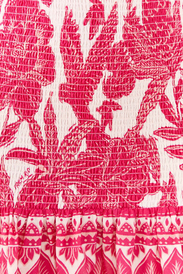 farm rio pink tropical woodcut mini dress Farm Rio Woodcut Mini Dress