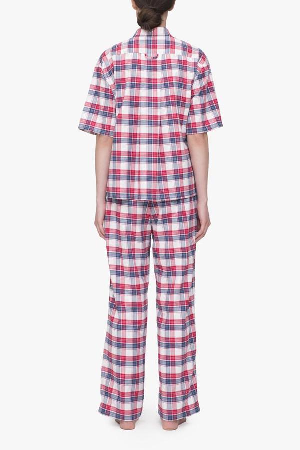 Set - Short Sleeve Cropped Sleep Shirt and Lounge Pant Berry Plaid Set - Short Sleeve Cropped Sleep Shirt and Lounge Pant Berry Plaid
