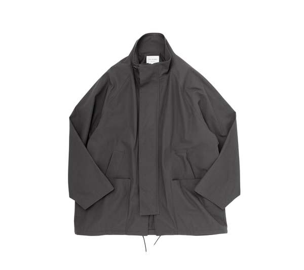 Still By Hand Stand Collar Half-Coat - Charcoal | Garmentory