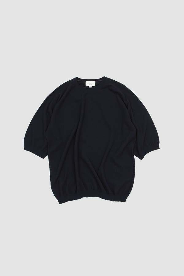 Still By Hand Half Sleeve Knit T-Shirt - Navy | Garmentory
