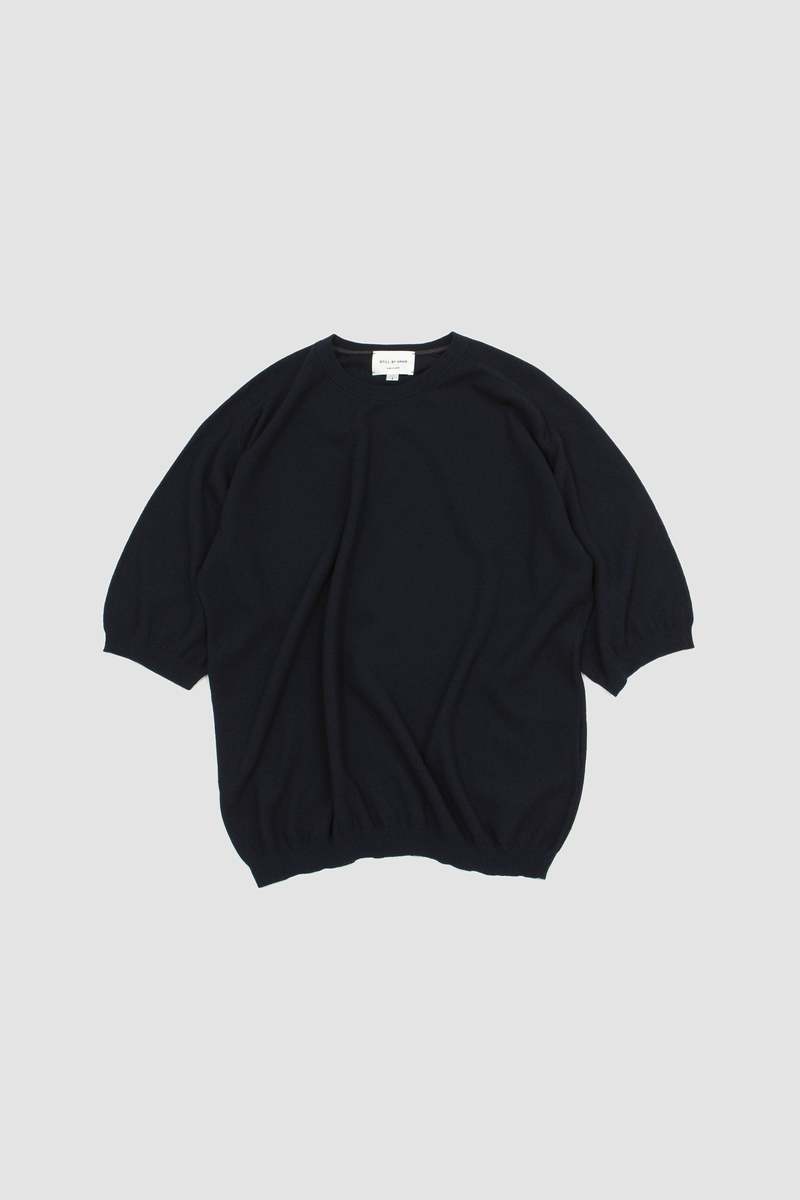 Still By Hand Half Sleeve Knit T-Shirt - Navy | Garmentory