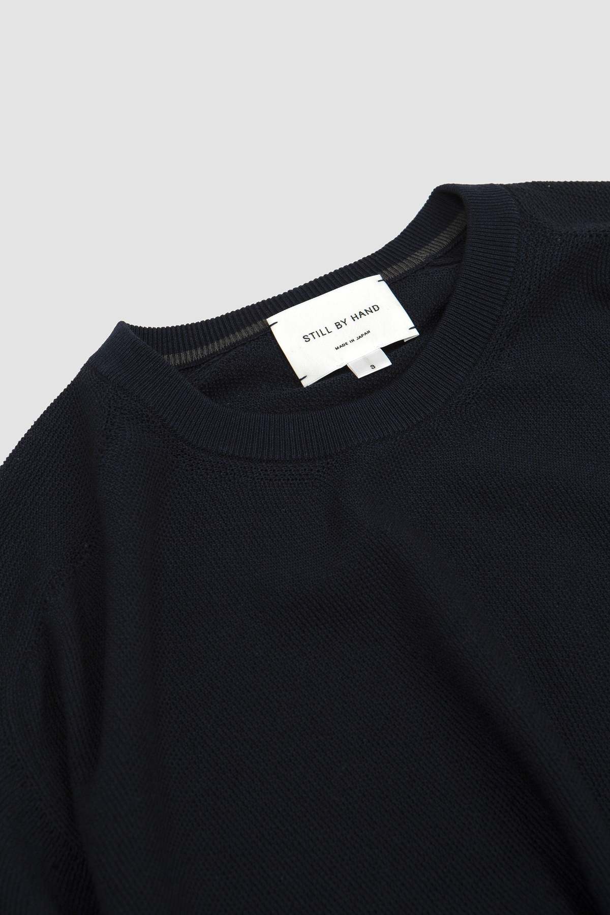 Still By Hand Half Sleeve Knit T-Shirt - Navy | Garmentory