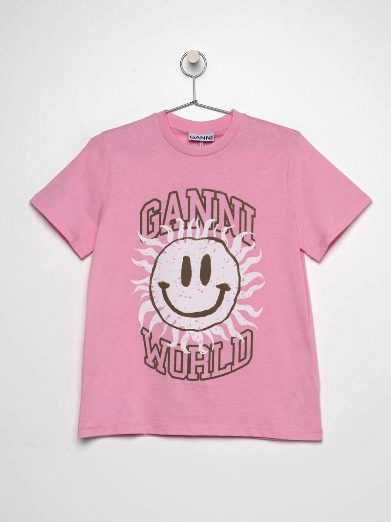 Ganni Basic Jersey Smiley Relaxed T-shirt - Lilac Sachet | Garmentory