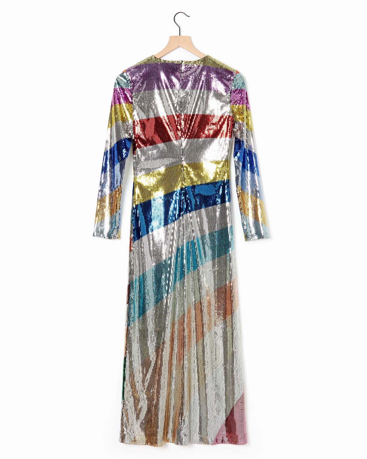 Double J La Doublej Long Swing Dress Ali Golden Sequins Fitted Dress  Iridescent Garmentory