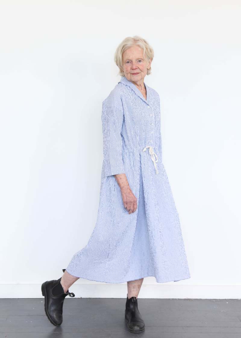 H+ Hannoh Wessel Raide Dress - Blue Stripes | Garmentory