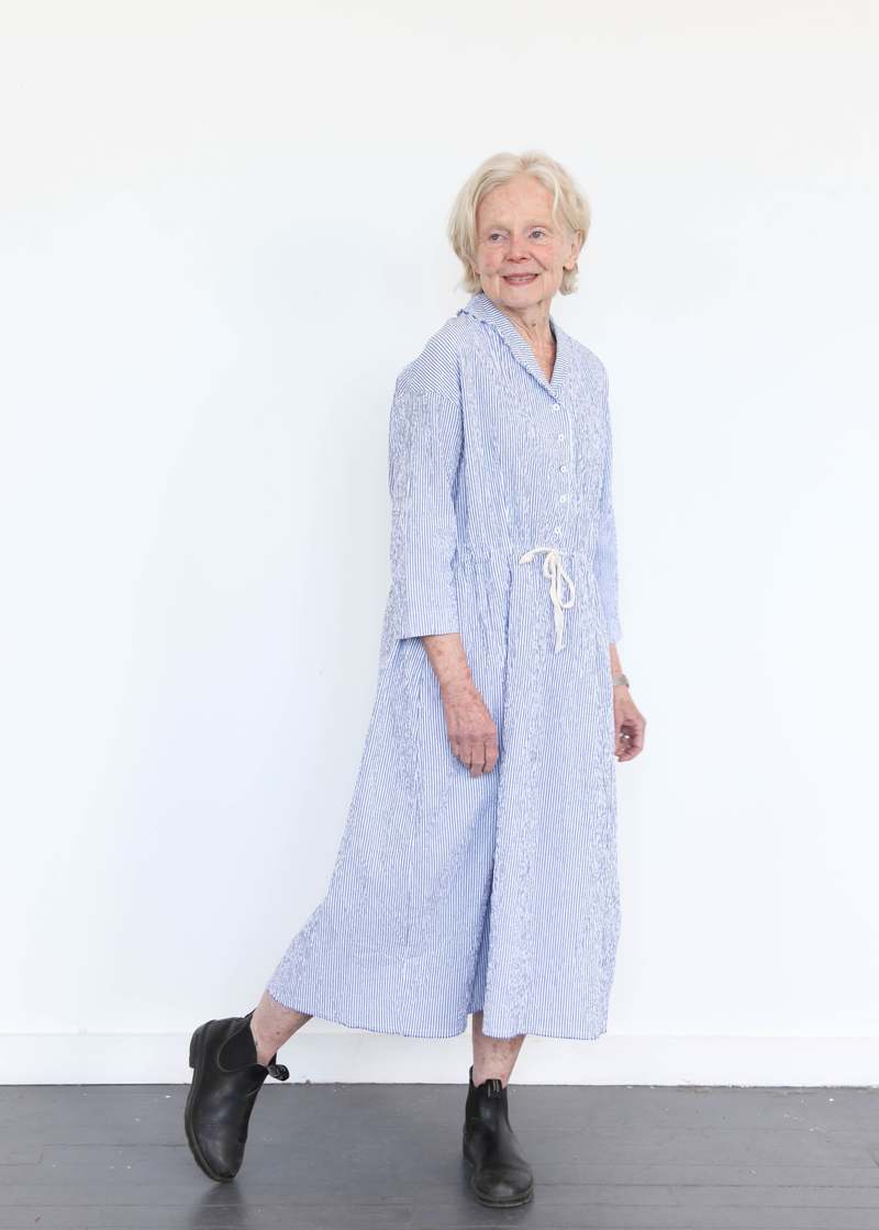 H+ Hannoh Wessel Raide Dress - Blue Stripes | Garmentory