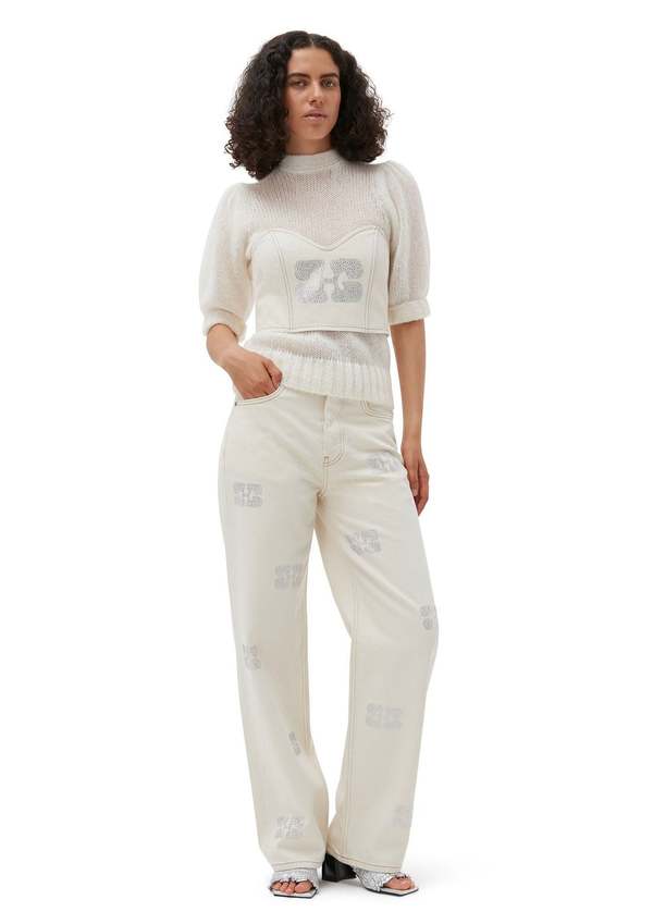 Ganni Sparkle Denim Izey Jean - Vanilla Ice | Garmentory Ganni Sparkle Denim Izey Jean - Vanilla Ice | Garmentory