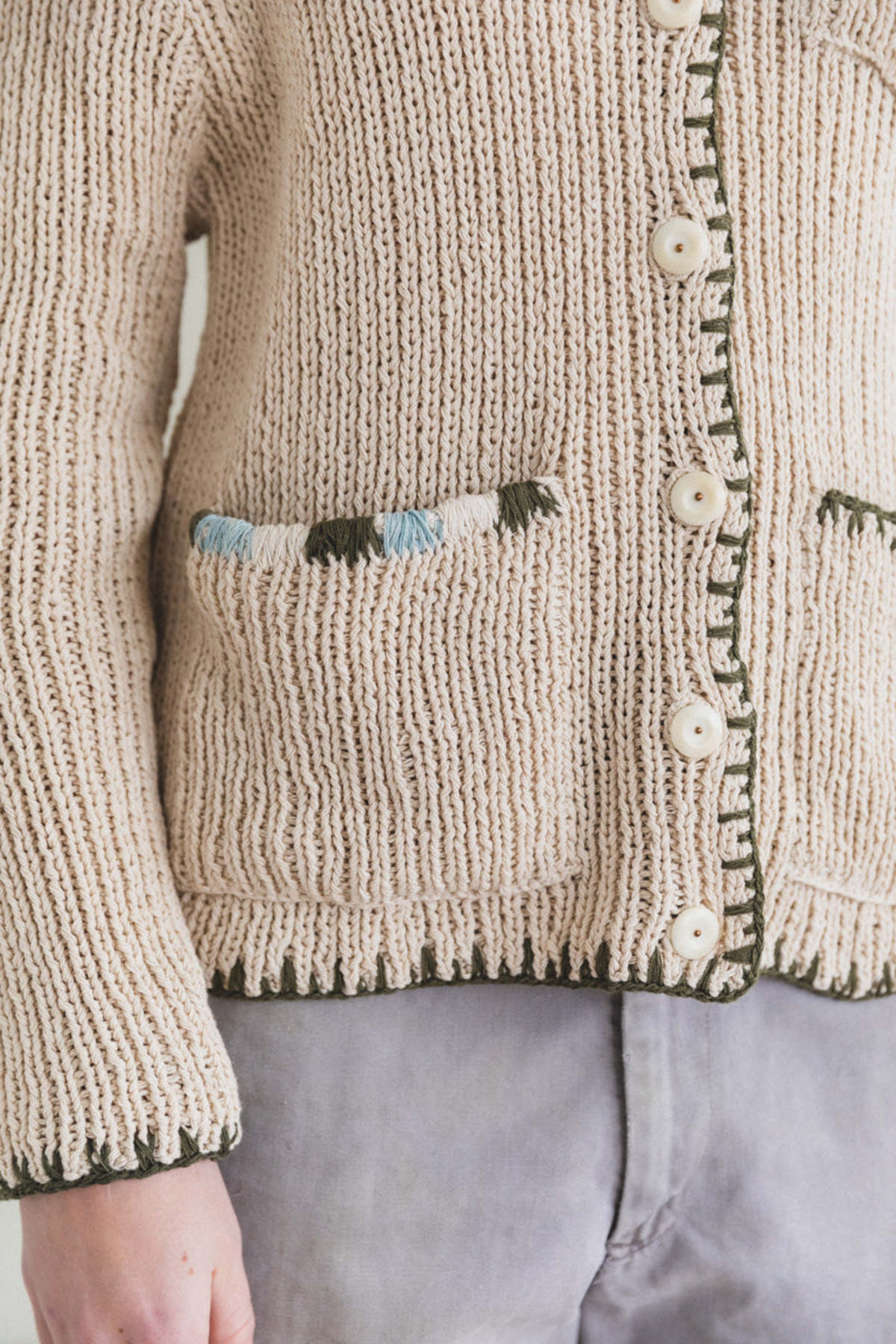 STORY mfg. Grandad Cardigan - Ecru Hand Knit | Garmentory