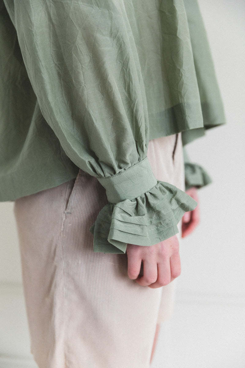 Cawley Studio Sophie Cotton Silk Shirt - Khaki | Garmentory