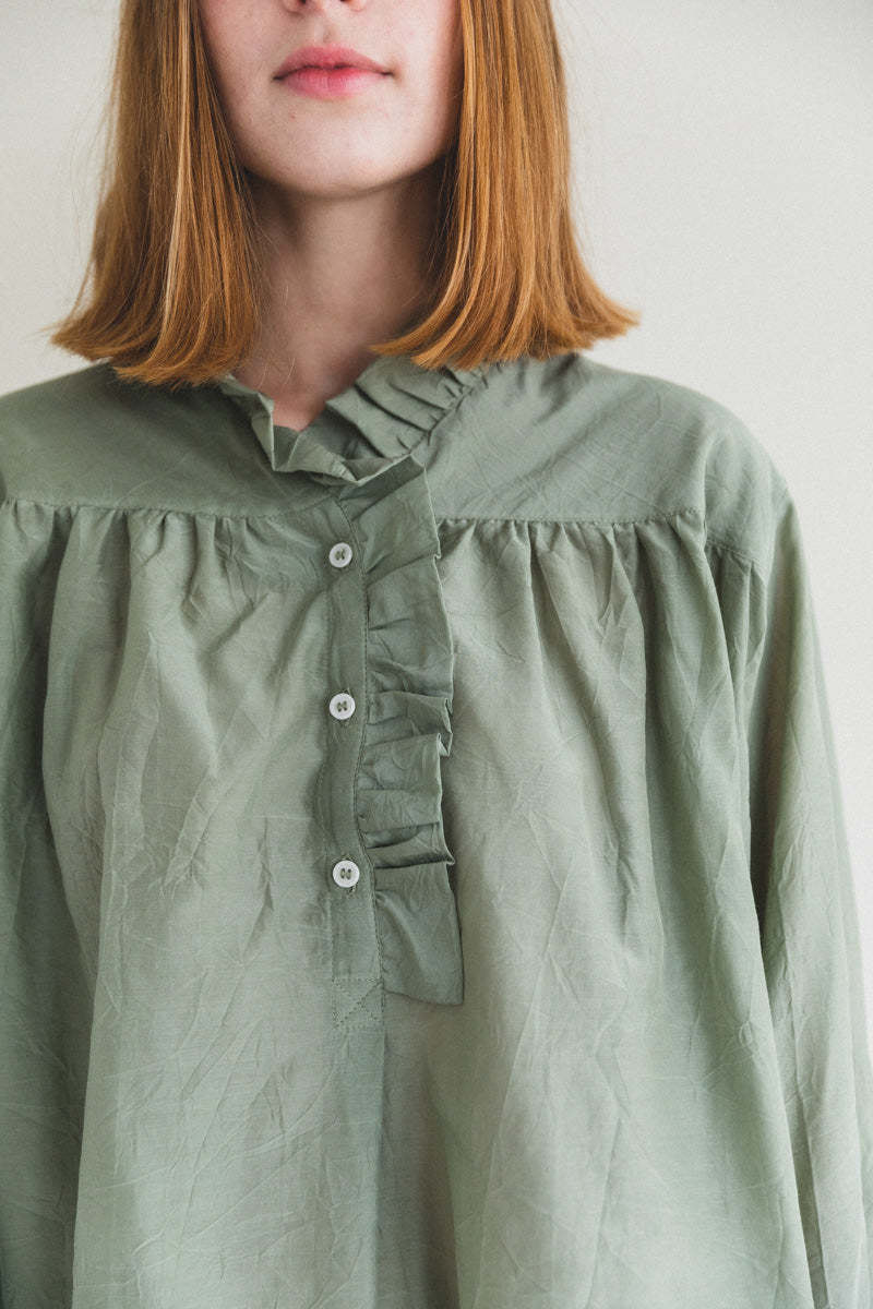 Cawley Studio Sophie Cotton Silk Shirt - Khaki | Garmentory