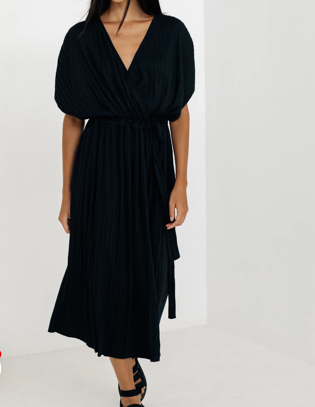 Paper Label Pleated Wrap Dress | Garmentory