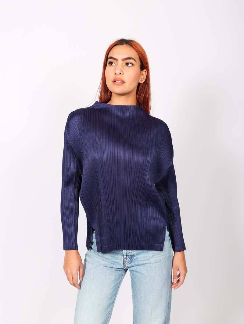 Pleats Please by Issey Miyake Trunk Top - Navy | Garmentory 