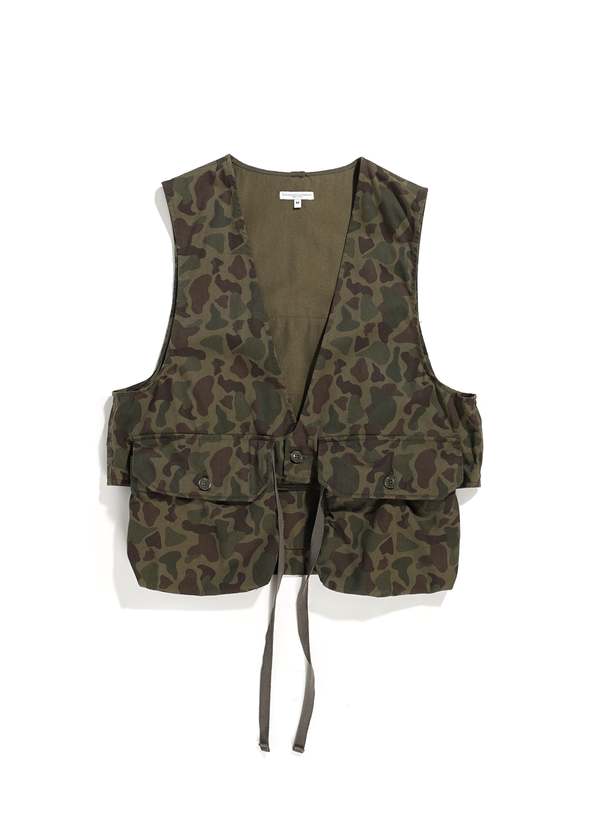 Engineered Garments Fowl Vest - Olive Camo 6.5oz Flat Twill
