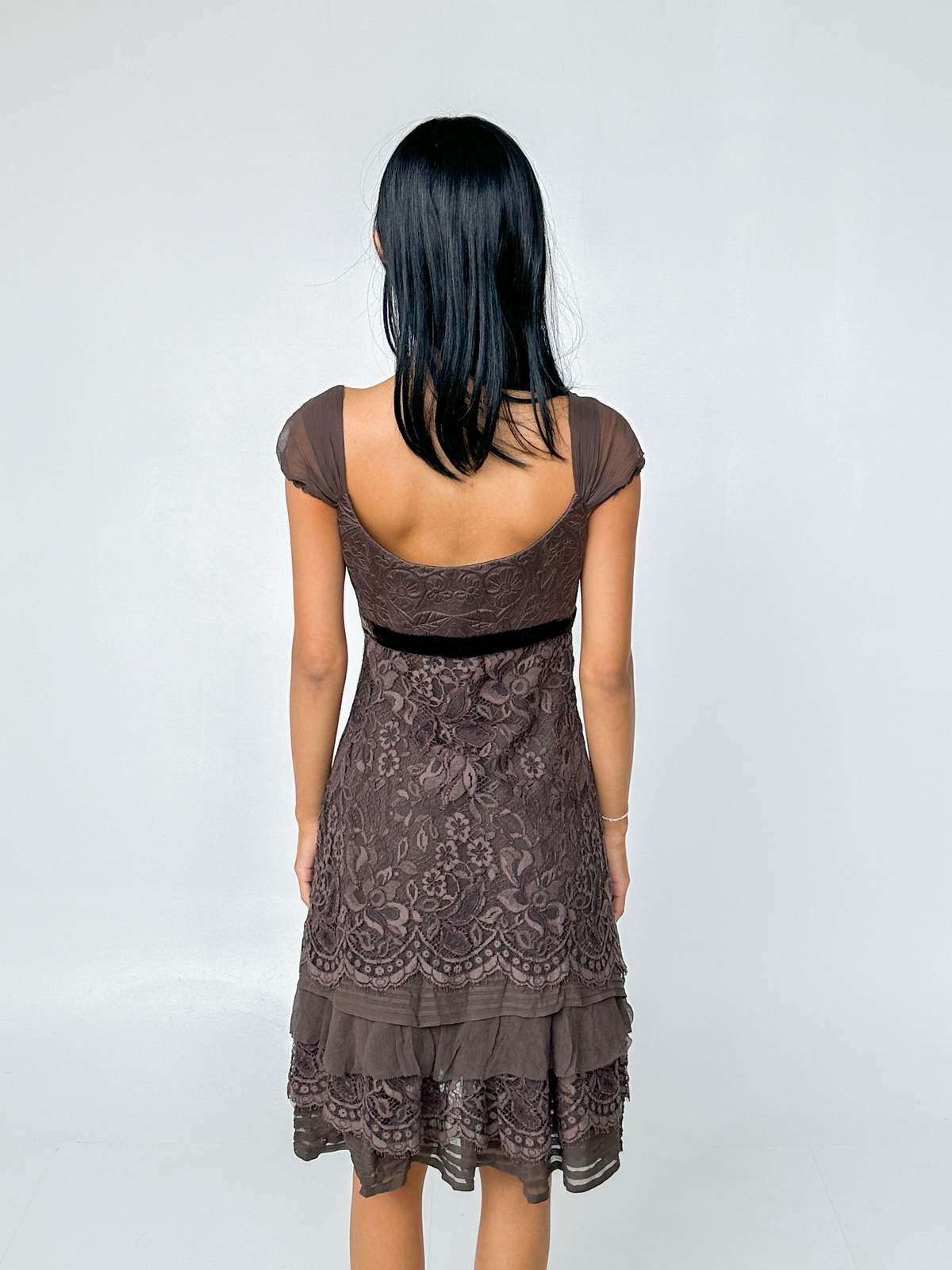 chinese dress ladies Black Lace Cut-out Long Silk Slip Dress