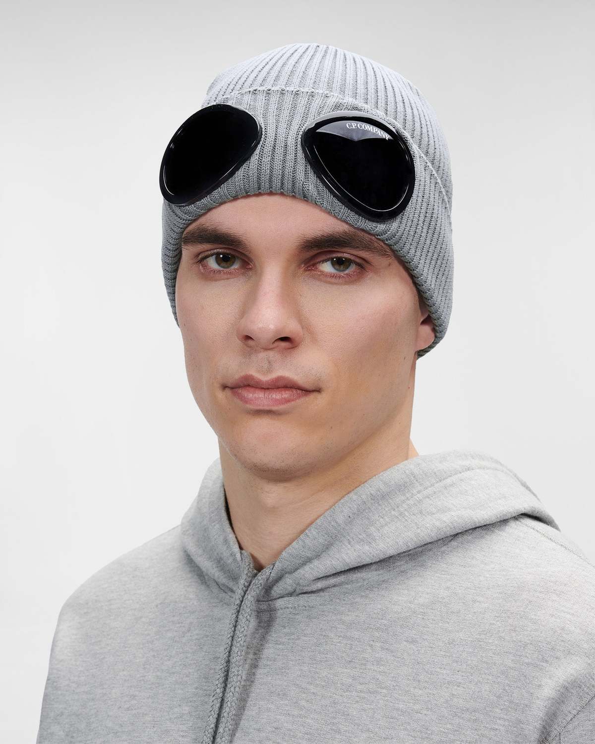 C.P. Company Cotton Goggle Beanie - Grey | Garmentory