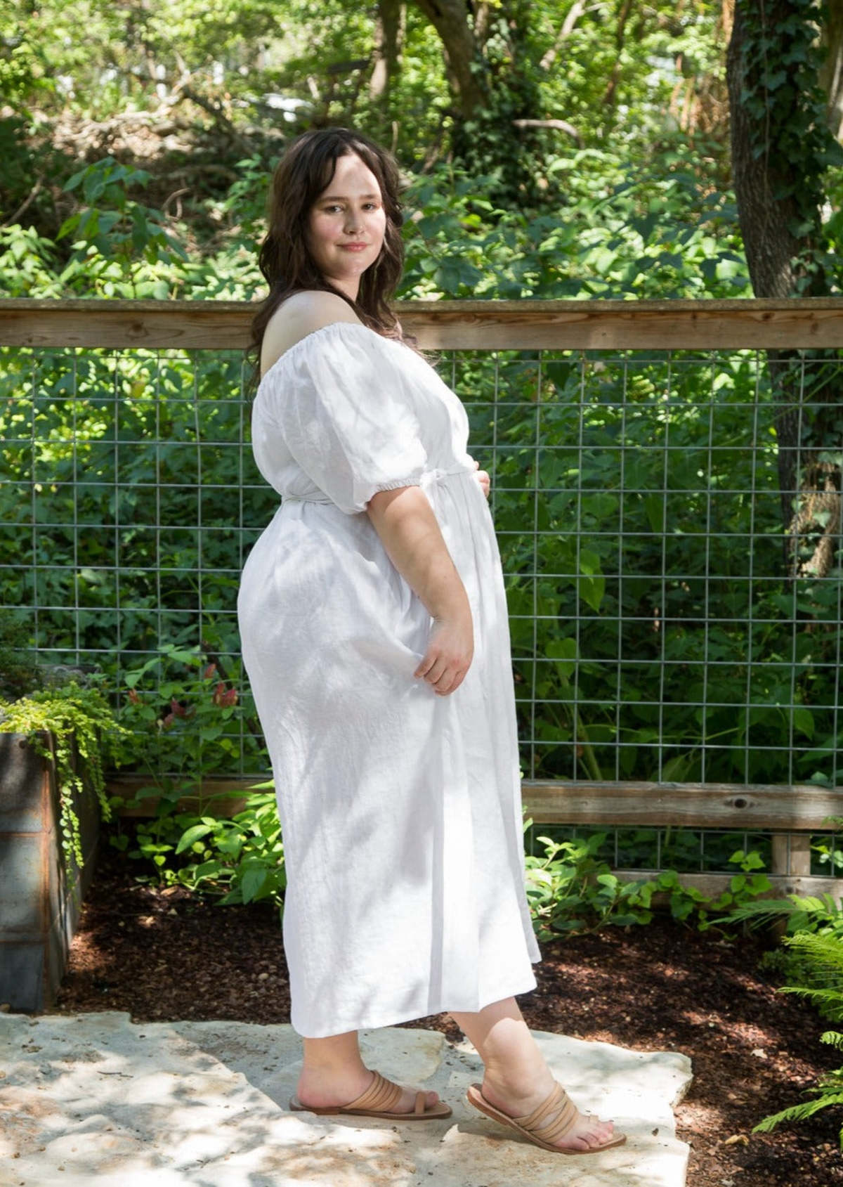 knee length dresses for ladies White Casual Linen Plus Size Summer Maxi Dresses 1640 XL / White