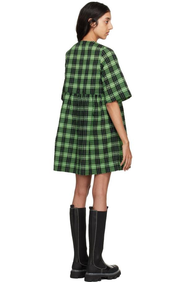 green emerald velvet dress Seersucker Check Wrap Mini Dress in Gingham Starfish  SVRN
