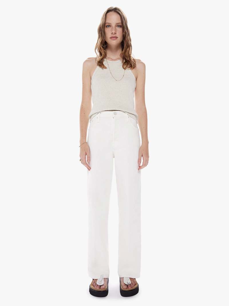 デニム・ジーパン MOTHER White Stretch Denim The Spinner Wide-Leg Jeans The Spinner Zip Sneak Totally Innocent – Amy Atelier