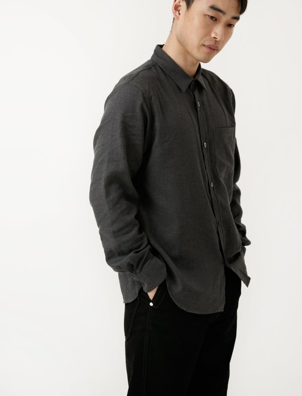 MARGARET HOWELL コットンカシミヤシャツ L メンズ Margaret Howell Minimal Shirt - Cotton Cashmere Twill Charcoal