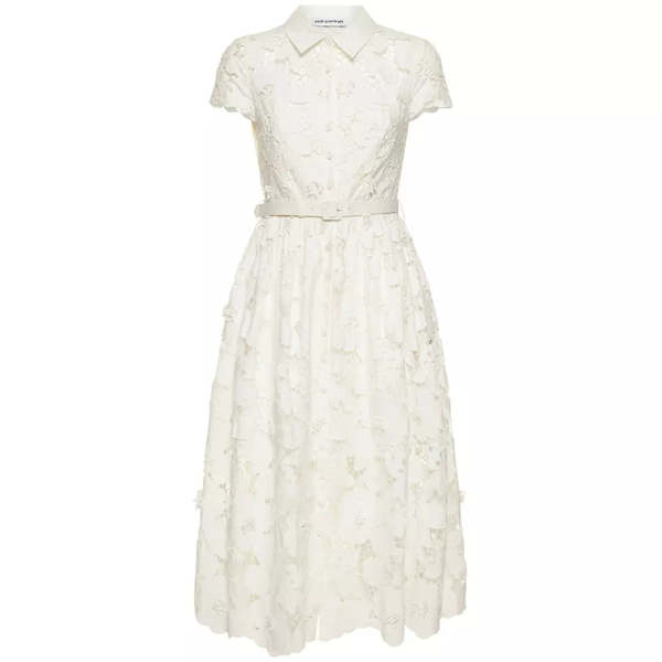 Self-Portrait Cotton Lace Midi Dress - White | Garmentory