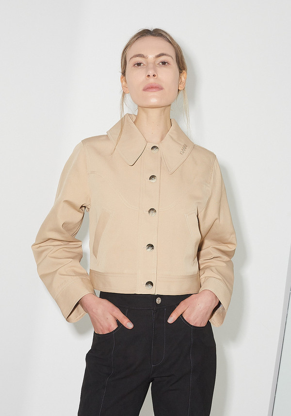 ジャケット Ganni Beige Twill Jacket Ganni Heavy Twill Short Jacket - Pake Khaki | Garmentory