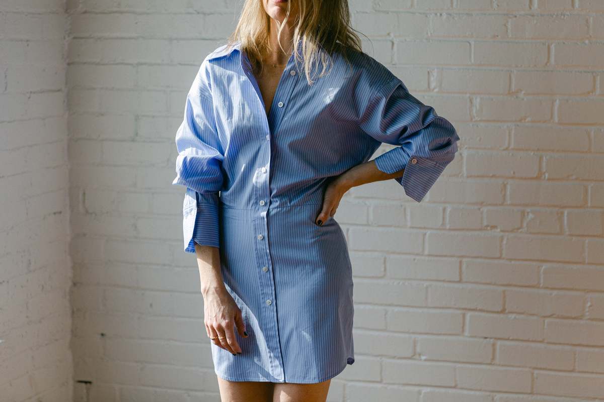 white christmas dresses Bella Denim Dress – Amanda Laird Cherry main image 1