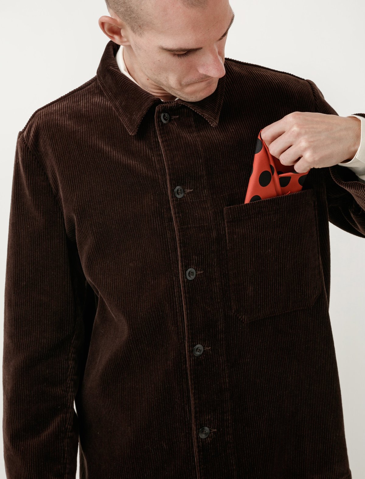 Margaret Howell MHL Single Pocket Jacket - Corduroy Dark Brown