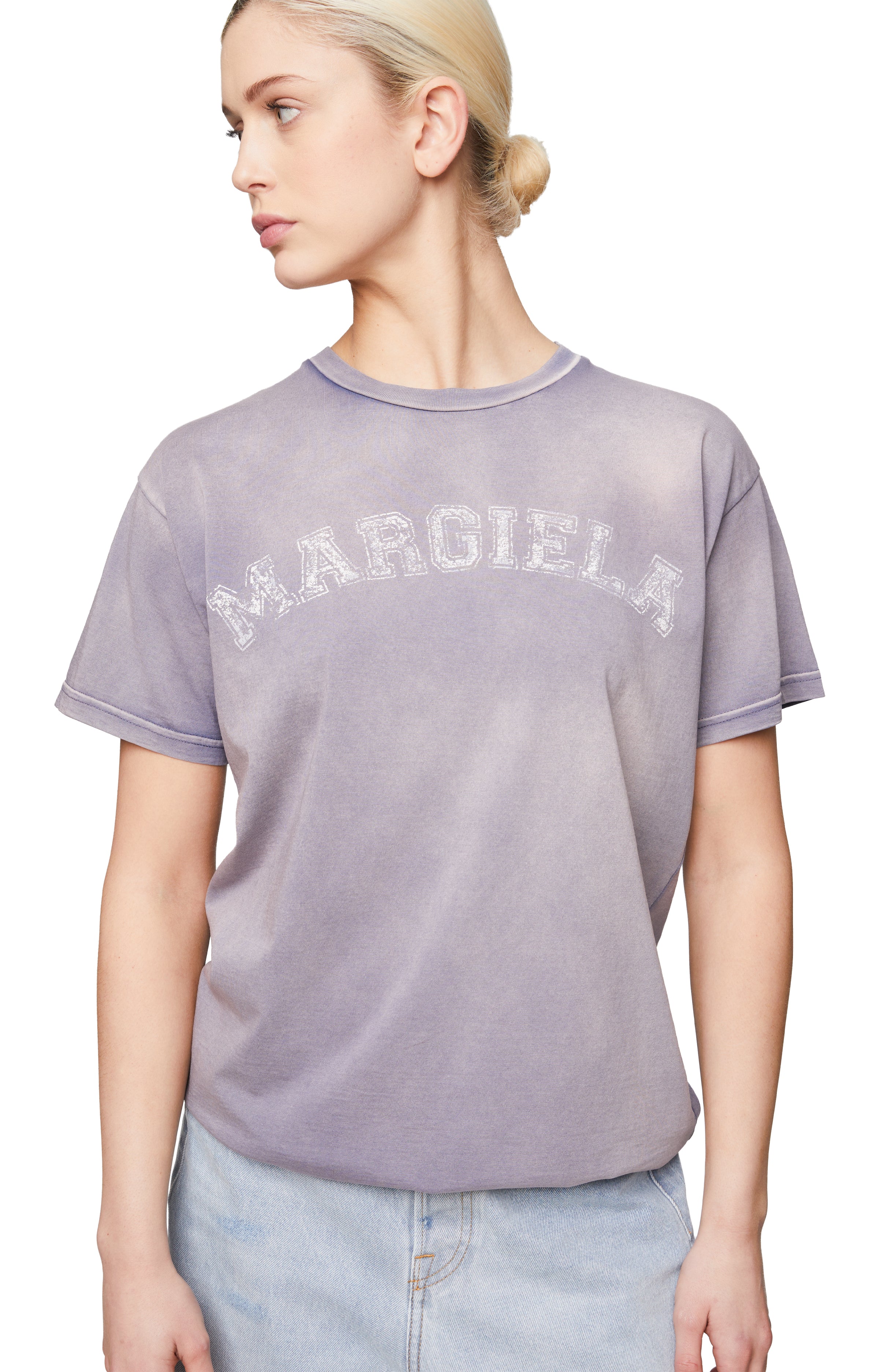 Maison Margiela Vintage Effect Cotton Logo T-shirt - LILAC