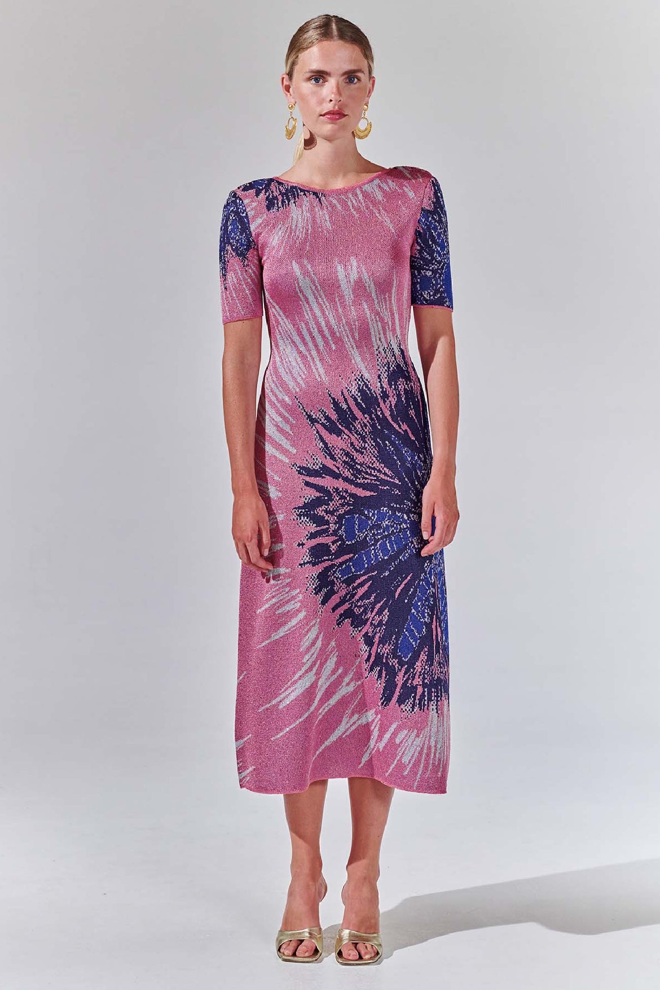 Hayley Menzies Jacquard Scoop Back Midi Dress - Tye Dye Pink/Blue | Garmentory Hayley Menzies Jacquard Scoop Back Midi Dress - Tye Dye Pink/Blue | Garmentory