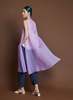 KAAREM Glass Overlap Side Slit Organza Silk Dress - Purple/Lavender - Thumbnail 1