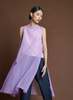 KAAREM Glass Overlap Side Slit Organza Silk Dress - Purple/Lavender - Thumbnail 2
