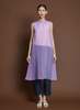 KAAREM Glass Overlap Side Slit Organza Silk Dress - Purple/Lavender - Thumbnail 3